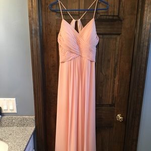 Long light pink bridesmaid dress
